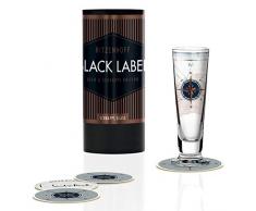 RITZENHOFF Black Label Schnapsglas von Iris Inthertal, aus Kristallglas, 40 ml, mit fünf Schnapsdeckeln