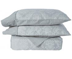 Serene Laurent Damast/Jacquard Bettbezug-Set, Silber, Doppelbett