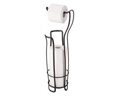 iDesign Axis Klopapierhalter mit Ersatzrollenhalter, freistehender Toilettenpapierständer aus Metall, bronzefarben