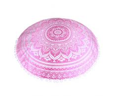 QCWN Mandala Kissenbezug – Hippie Mandala Boden Kissenbezug, Kissenbezug, Pouf Überzug rund Bohemian Yoga Decor Boden Kissen Fall, Polyester, 18, 23