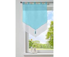 Gardinenbox Scheibengardine »Lyon Deux« Modern Zeitlos Zweilagig Voile Schlaufen Küchenfenster Sichtschutz HxB 90x60 cm Hellblau Spitzpanneaux Scheibenhänger, 10000334