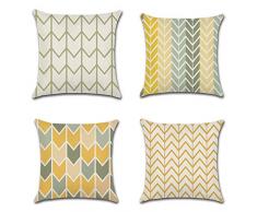 JOTOM Kissenbezüge 45x45cm Dekorative Setzen Fall Sofa Kissenbezug Geometrische Muster Gelb Grün 4er Set Dekokissen