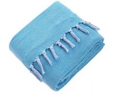 Mixibaby Tagesdecke Wohndecke Wendedecke Kuscheldeck Sofadecke Couchdecke, Farbe:türkis, Design:Kariert