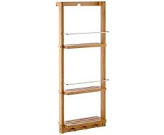 Relaxdays Duschregal mit 3 Ablagen H x B x T: ca. 70 x 28,5 x 10 cm Regal zum Einhängen mit 3 Haken für Handtücher oder Lappen als praktisches Hängeregal für Küche und Bad Duschablage aus Holz, natur