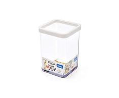 Rotho Loft Vorratsdose 1 l, Kunststoff (BPA-frei), transparent / weiss, 1 Liter (10 x 10 x 14,2 cm)