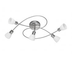 Trio Leuchten LED-Deckenleuchte Carico, nickel matt / chrom, Glas weiß gewischt 671510507