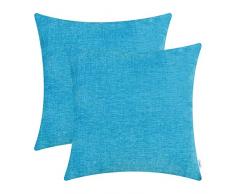 CaliTime Kissenbezüge Kissenhülle 2er Packung 40cm x 40cm Burgundy Solid Dyed Soft Chenille Wurfkissenbezüge