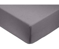 AmazonBasics Spannbetttuch, Baumwoll, Satin Fadenzahl 400, knitterarm, 180 x 200 x 30 cm - Dunkelgrau