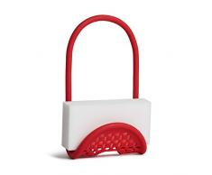 Umbra Sling Flexible Spülbeckenablage, multifunktionaler Halter für Küchenschwamm, Topfschrubber, Spülbürste, Spüllappen und Mehr, Rot
