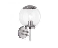 WOFI Außenwandleuchten, Metall, E27, 60 W, Edelstahl Gebürstet Roh, 22 x 20 x 31.5 cm