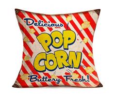 Royalours Vintage Kino Poster Kissenbezug mit frischem Popcorn Muster Home Decor Couch Kissenbezug Kissenbezug 45,7 x 45,7 cm 18 x 18 Popcorn04