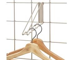 iDesign Kleiderhaken für modulares System, großer Metallhaken für 6 Kleiderbügel, Befestigung an passendem Wandgitter für Garderobe, Bad, Schlafzimmer oder Büro, mattsilberfarben