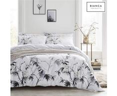 Bianca Kyoto Bettwäsche-Set für Einzelbett, Baumwolle, Weiß/Grau
