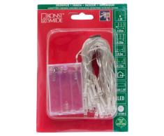 Konstsmide 1469-553 LED Lichterkette / für Innen (IP20) / VDE geprüft / Batteriebetrieben: 3xAA 1.5V (exkl.) / mit Schalter und 6h Timer / 30 rote Dioden / transparentes Kabel