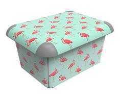 Rotho Creative Aufbewahrungskiste , Kunststoff (PP), mintgrün mit Motiv Flamingo, 15 Liter (40,5 x 31,7 x 19,5 cm)