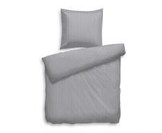 Heckett Lane Bettwäsche 100% Baumwolle Mako-Satin Uni Stripe 200x200 (80x80) Glacier Grey