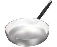 Pentole Agnelli Pfanne gerade Bratpfanne, aus Aluminium, Dicke 3 mm, mit Rohrstiel in Edelstahl Cool, Silber 30 cm Silber/schwarz