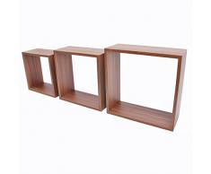 Duraline 3TC Dekoratives Wandregal, MDF, Walnuß, 30 x 12 x 30 cm