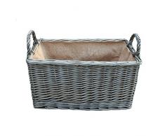 Red Hamper Kleine antike Wash rechteckige Hessian Lined Weidenkorb