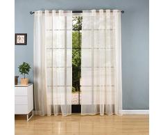 2er Set Gardinen Crushed Leinen Optik Creme HxB 245x145 cm Transparent verdeckte Schlaufen Universalband, 204752