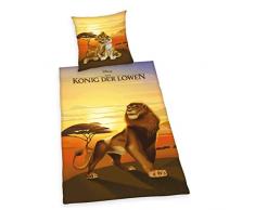 Bettwäsche- Set Disneys König der Löwen, Bettwäsche, Kopfkissenbezug ca. 70x90cm, Bettbezug ca. 140x200cm, 100% Baumwolle, Renforcè, mit leichtläufigem Reißverschluss
