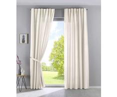 2er Set Vorhänge Verdeckte Schlaufen Cationic »JENA« HxB 225x140 cm Creme Blickdicht Leinen Optik Gardinen Meliert Gardinenband mit Raffhalter, 2019037-2