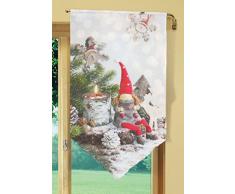 Home Fashion WEIHNACHTSWICHTEL Fensterbehang, Stoff, rot, 100 x 60 x 0,1 cm