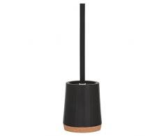 Sealskin WC Bürstengarnitur Cork, Toilettenbürste mit Halter aus Porzellan, Farbe: Schwarz