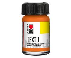 Marabu 17160039013 - Textil Stoffmalfarbe orange 15 ml, Stoffdruckfarbe auf Wasserbasis, für helle Stoffe, waschbeständig bis 60°C, weicher Griff, einfache Fixierung durch Bügeln o. Backofen