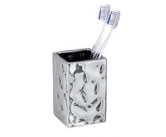 Wenko Zahnputzbecher Lagos, Keramik, Chrom, 7.3 x 7.3 x 11.4 cm