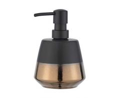WENKO Seifenspender Brandol, nachfüllbarer Seifendosierer für Flüssigseife und Lotion aus hochwertiger Keramik, 9,8 x 14,1 x 9,8 cm, Füllmenge 450 ml, Schwarz/Kupfer