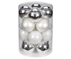 Inge-glas 19000D004 Kugel 75 mm, 16 Stück/Dose, silber glanz / weiß matt / porzellanweiß