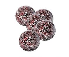 Whole Housewares Dekokugeln Glas Mosaikkugel Durchmesser 7,6 cm 5 Stück rot