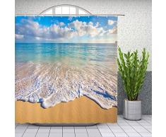 Lileihao Duschvorhänge, Dekor, 175,9 x 177,8 cm, wasserdichter Polyesterstoff, Festival, Zuhause, Badezimmerdekoration, Vorhang Mehrfarbig 4301