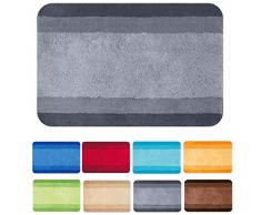 Spirella Badematte | kuscheliger Hochflor | Rutschfester Badvorleger | viele Größen | waschbar 40° | 120x70 cm | Grau