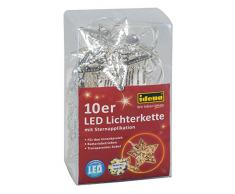 Idena Dekolichterkette Silverstar mit 10 warm weiÃen LED, ca. 120 cm, Plastik, silber, 31815