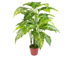 Leaf Kunstpflanze mit Blättern, einfarbig, Kunststoff, with Plain Plastic Pot
