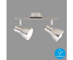 Briloner Leuchten Deckenleuchte, Deckenspot, Strahler dreh-und schwenkbar, 2x E14, max. 25 Watt, Retro, Matt-Nickel, 275x80x150mm (LxBxH)