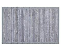 Wenko 22802100 Badematte Bamboo, Badvorleger mit Anti-Rutsch Beschichtung, Bambus, grau