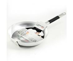 Pentole Agnelli Pfanne Senkkopf Langsame, aus Aluminium, Dicke 3 mm, mit Rohrstiel in Edelstahl Cool, Silber 28 cm Silber/schwarz