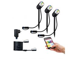 Paulmann 94284 Plug & Shine LED Außenleuchte ZigBee Spot Pike Starterset RGBW incl. 3x4,5 Watt dimmbar IP44 Spritzwasserschutz Anthrazit Gartenbeleuchtung Kunststoff Warmweiß 3000 K, 13.5 W, 3er-Set