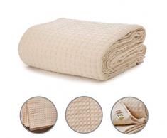 All Cotton and Linen Tagesdecke, Baumwolle und Leinen, Waffelmuster, 50 x 60 cm, Leinen Baumwolle, Natural - Waffle Throw, (108x90)
