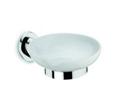 Kela 20266 Seifenschale, Wandmontage, Zum Kleben oder Bohren, Makira, Keramik/ Messing verchromt