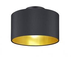 Trio Leuchten Hostel 608200279 Deckenleuchte, Metall, Stoffschirm Schwarz Matt/Gold
