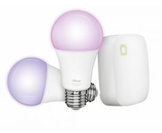 Trust Smart Home Zigbee E27 ZRGB2-Z1R Color und White LED Lampe Starterset (zwei Lampen mit Z1 Bridge, dimmbar, 16 Millionen Farben, steuerbar via App, kompatibel mit Philips Hue) [Energieklasse A+]