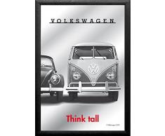empireposter - Volkswagen - Beetle & Bulli - Think Tall - GrÃ¶Ãe (cm), ca. 20x30 - Bedruckter Spiegel, NEU - Beschreibung: - Bedruckter Wandspiegel mit schwarzem Kunststoffrahmen in Holzoptik -