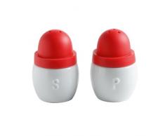 Maxwell & Williams JP3112 Salzstreuer & Pfefferstreuer mit Silikondeckel rot, Klarsicht-in Geschenkbox, Porzellan / Silikon