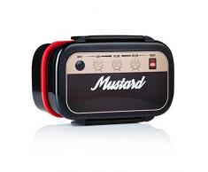 MUSTARD - Rock Box Lunch Box I Brotdose aus Plastik mit Besteck I mit Trennwand I Bento Box I witzige Dose für Pausenbrot I lustige Geschenkidee für Schüler I Lunchbox I Gitarrenverstärker - Schwarz