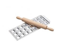 Kitchen Craft World of Flavours Italienischer Ravioli-Form mit Teigrolle, silber