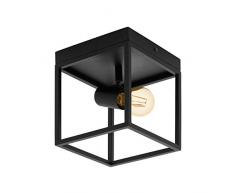 EGLO Deckenlampe Silentina, 1 flammige Deckenleuchte Modern, Industrial aus Stahl, Wohnzimmerlampe in schwarz, Küchenlampe, Flurlampe Decke mit E27 Fassung